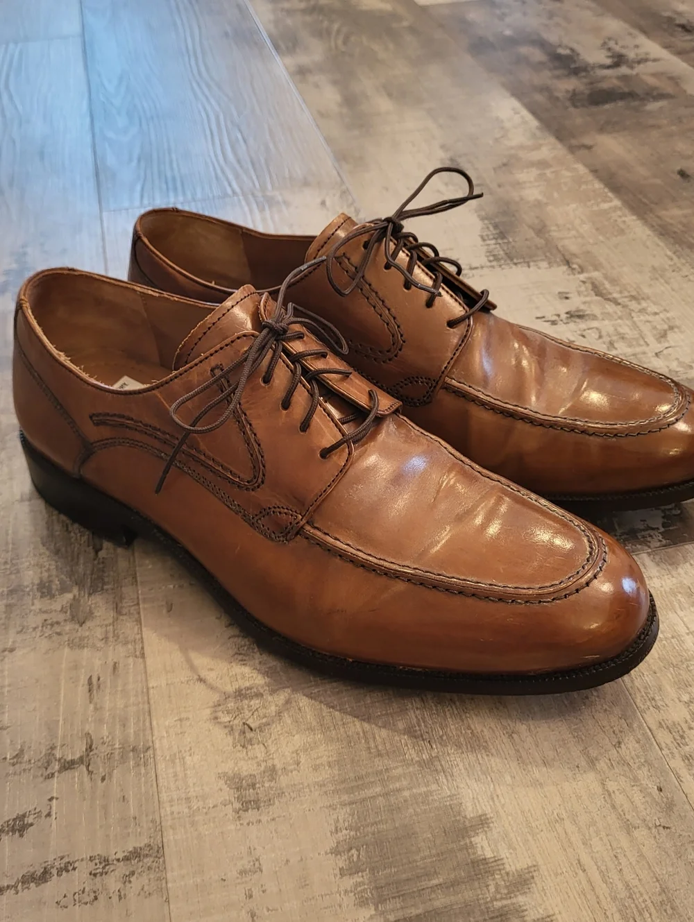 Johnston & Murphy Signature Series Leather Brown Apron Toe Shoes Oxford Size 9